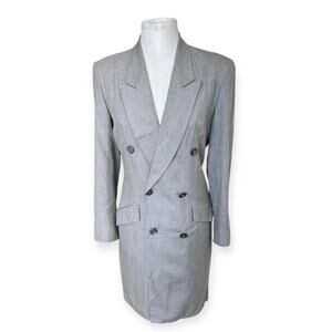 Vintage Liz Claiborne Gray Double Breasted Blazer Coat Dress Women's sz 4 Preppy